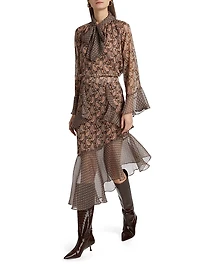 Rakal Paisley Chiffon Asymmetric Midi-Skirt
