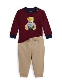 Baby Boy's Polo Bear Long-Sleeve T-Shirt & Joggers Set