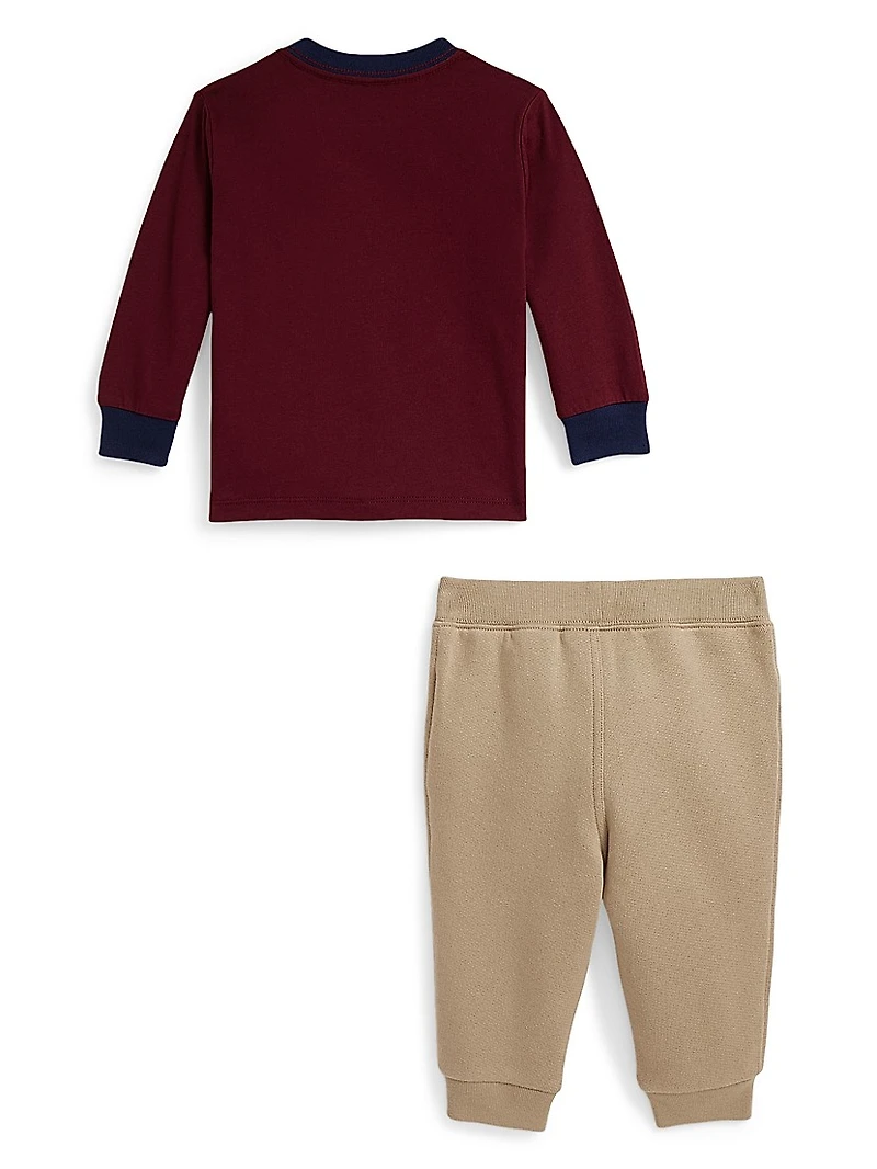 Baby Boy's Polo Bear Long-Sleeve T-Shirt & Joggers Set