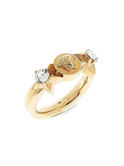 Medusa Star Goldtone & Glass Ring