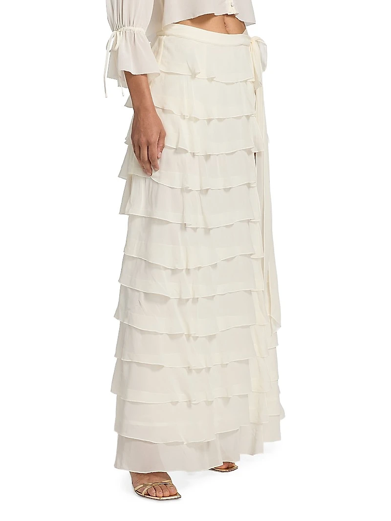 Reiyanette Tiered Chiffon Maxi Skirt