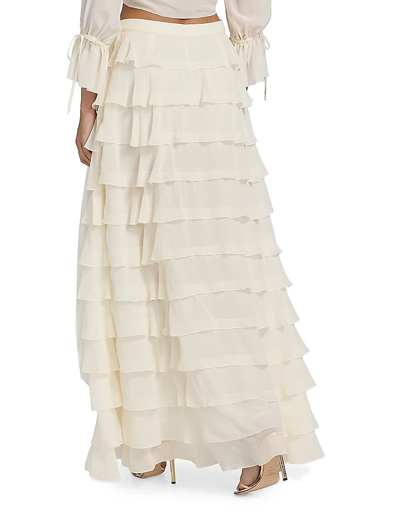 Reiyanette Tiered Chiffon Maxi Skirt