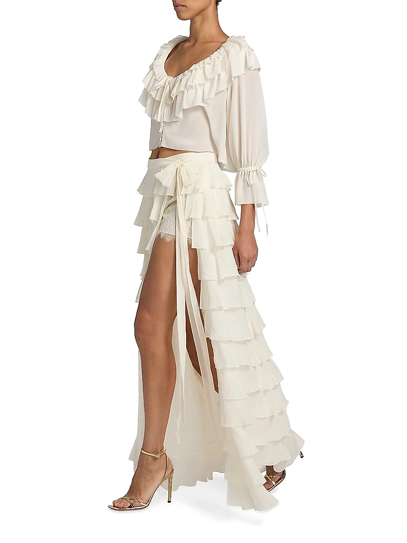 Reiyanette Tiered Chiffon Maxi Skirt