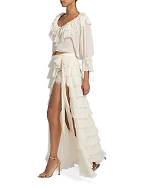 Reiyanette Tiered Chiffon Maxi Skirt