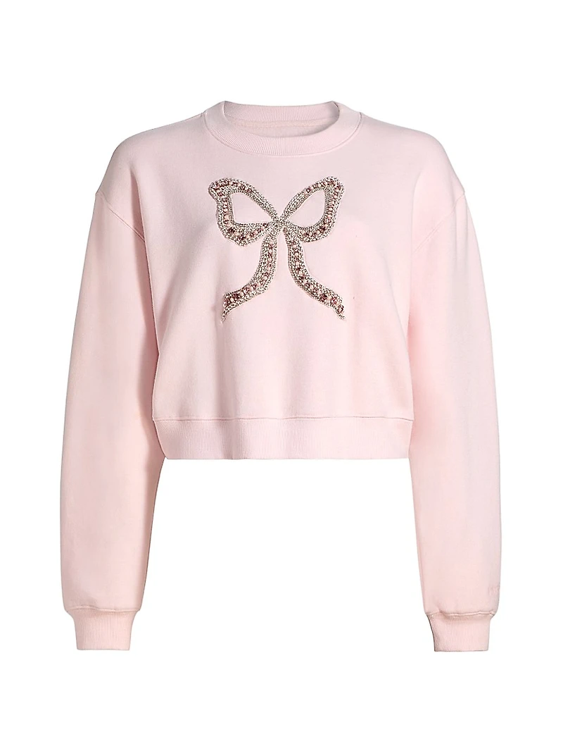 Rylan Cotton-Blend Embellished Bow Sweater