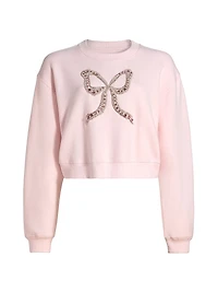 Rylan Cotton-Blend Embellished Bow Sweater