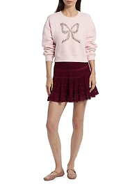 Rylan Cotton-Blend Embellished Bow Sweater