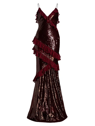 Rialto Sequined Ruffled Maxi Dress