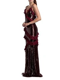 Rialto Sequined Ruffled Maxi Dress