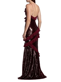 Rialto Sequined Ruffled Maxi Dress