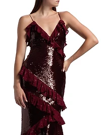 Rialto Sequined Ruffled Maxi Dress