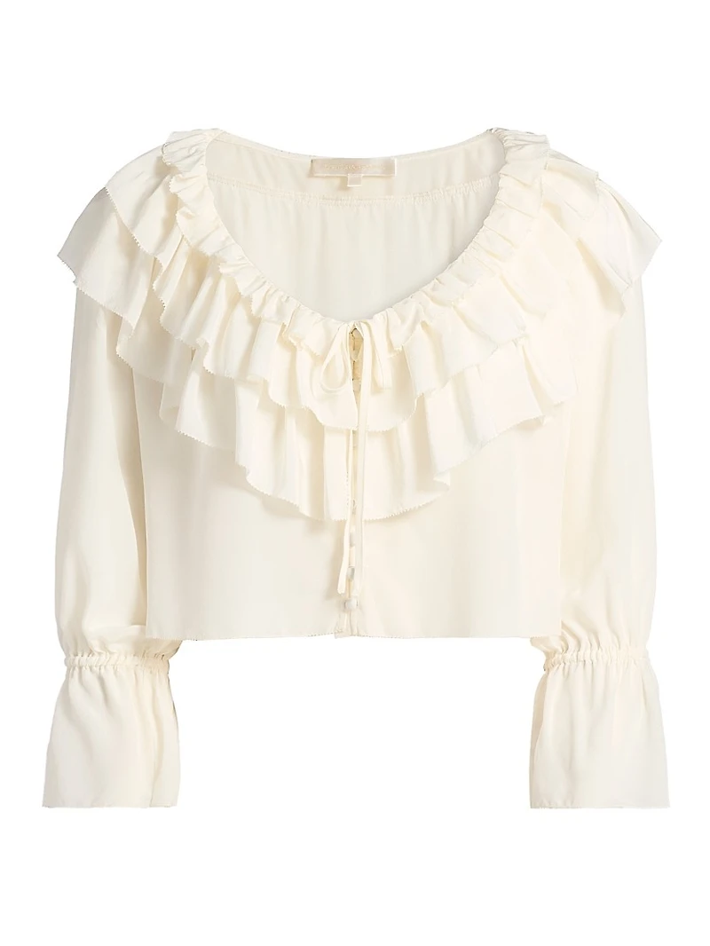 Warlow Ruffled Silk Crop Top