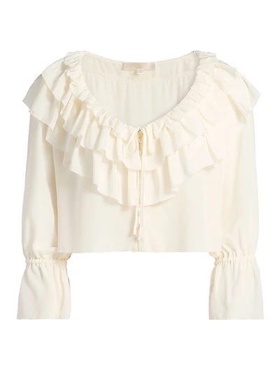 Warlow Ruffled Silk Crop Top