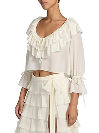 Warlow Ruffled Silk Crop Top