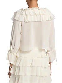 Warlow Ruffled Silk Crop Top