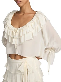 Warlow Ruffled Silk Crop Top
