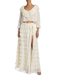 Warlow Ruffled Silk Crop Top