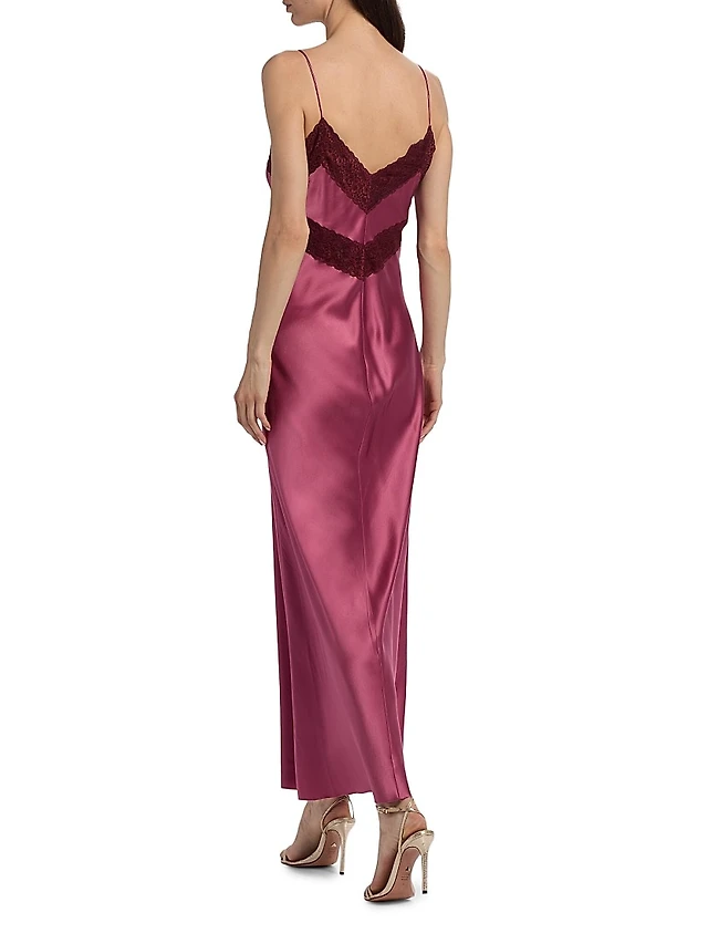 Cynthia Rowley Lace-Trimmed Silk Charmeuse Maxi Dress | The Summit