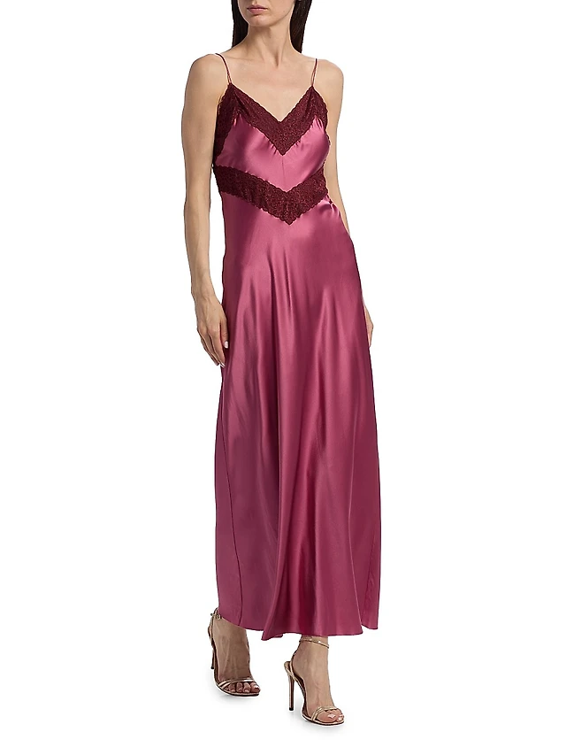 Cynthia Rowley Lace-Trimmed Silk Charmeuse Maxi Dress | The Summit Cynthia Rowley Lace-Trimmed Silk Charmeuse Maxi Dress | The Summit