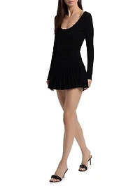 Lavender Tiered Stretch Pointelle-Knit Minidress