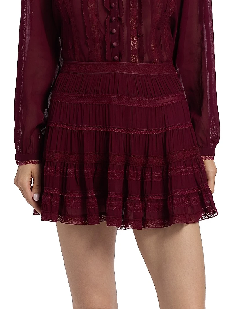 Fleetta Tiered Lace Miniskirt