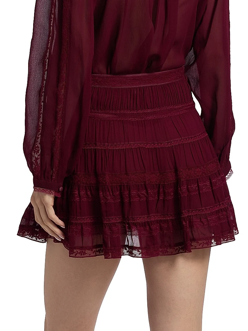 Fleetta Tiered Lace Miniskirt