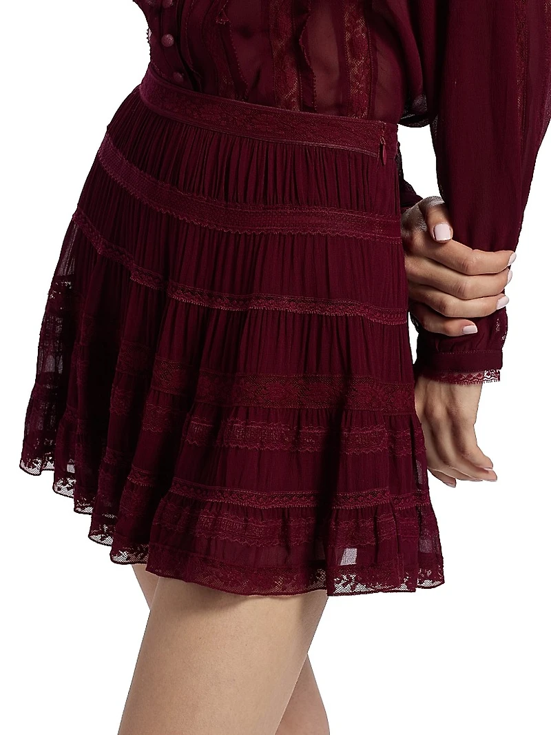 Fleetta Tiered Lace Miniskirt