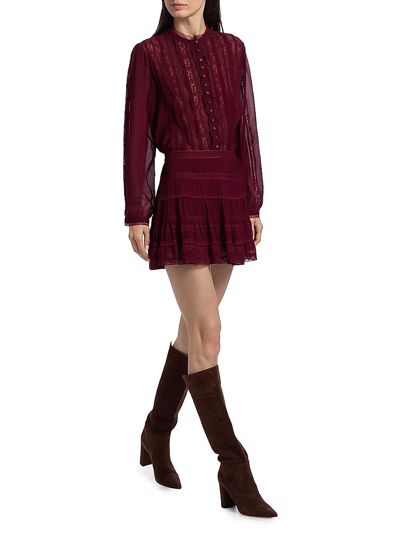 Fleetta Tiered Lace Miniskirt