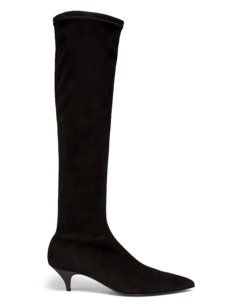 Oscar Suede Kitten-Heel Boots