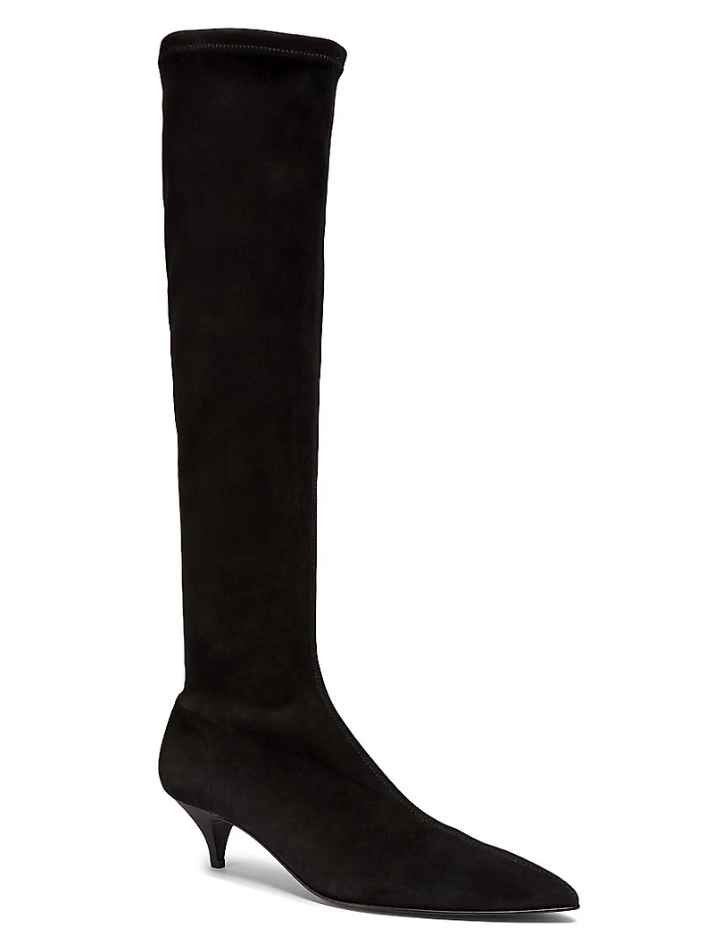 Oscar Suede Kitten-Heel Boots