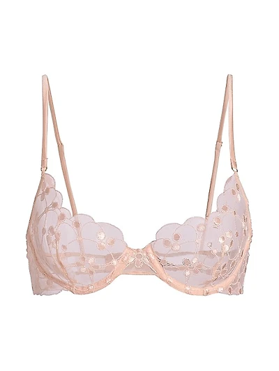 Rosette Embroidered Sheer Demi Bra