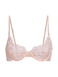 Rosette Embroidered Sheer Demi Bra