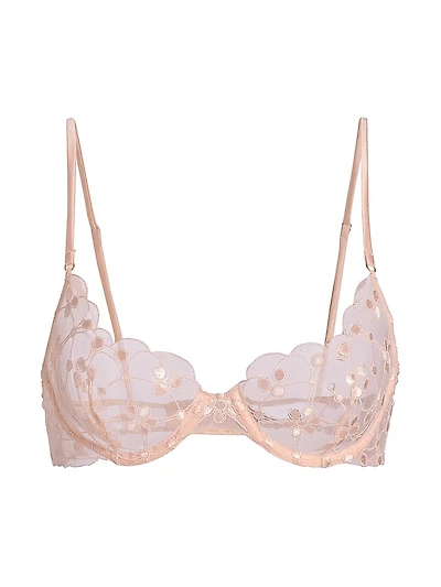Rosette Embroidered Sheer Demi Bra