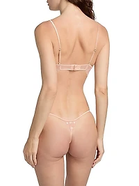 Rosette Embroidered Sheer Demi Bra