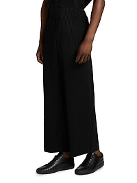 October Pleated Mid-Rise Wide-Leg Pants