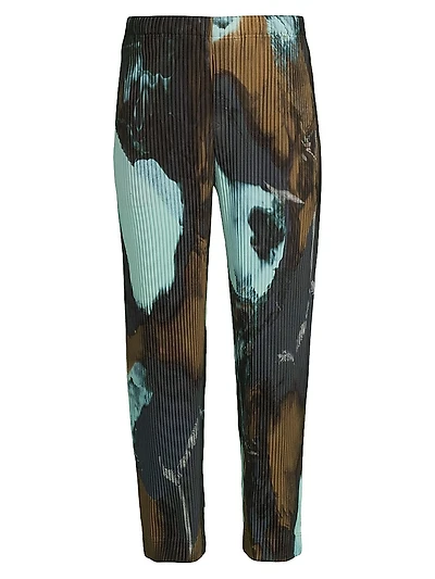 July Agate Pleated Slim-Straight Pants