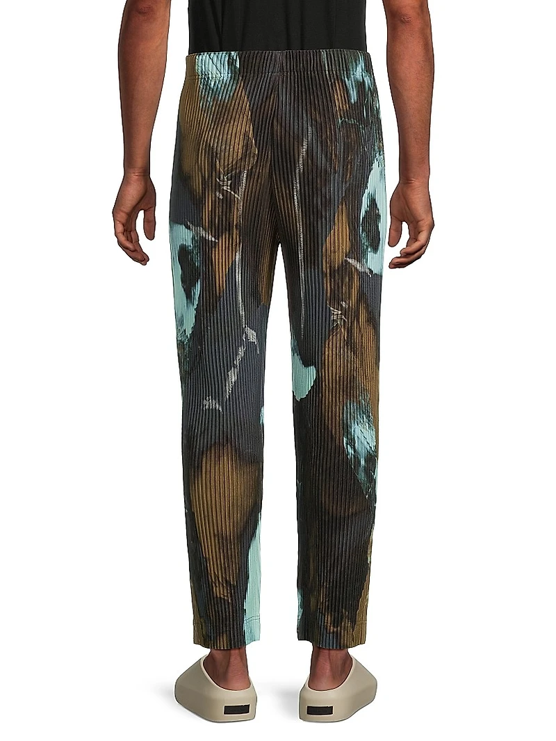 July Agate Pleated Slim-Straight Pants