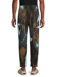 July Agate Pleated Slim-Straight Pants