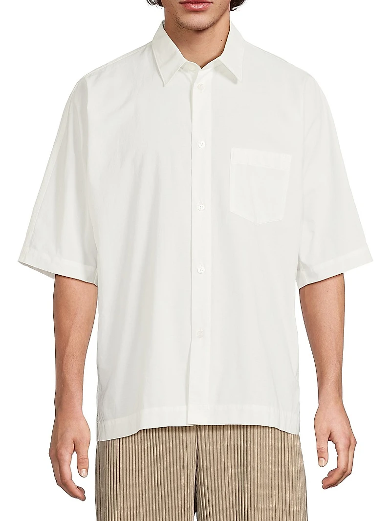 July Streamline Short-Sleeve Cotton Shirt