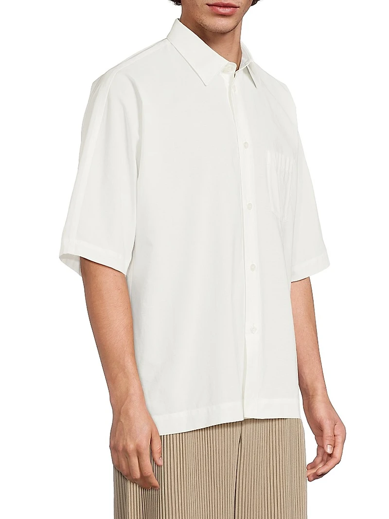 July Streamline Short-Sleeve Cotton Shirt