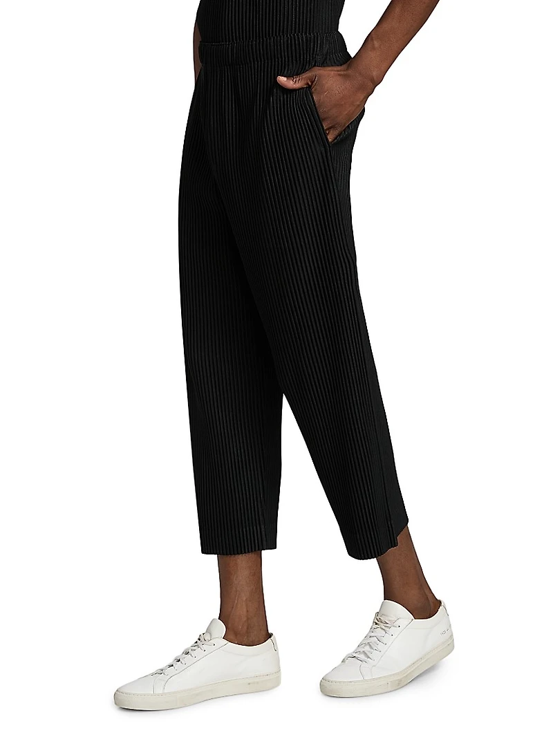August Knit Pleated Tapered-Leg Pants