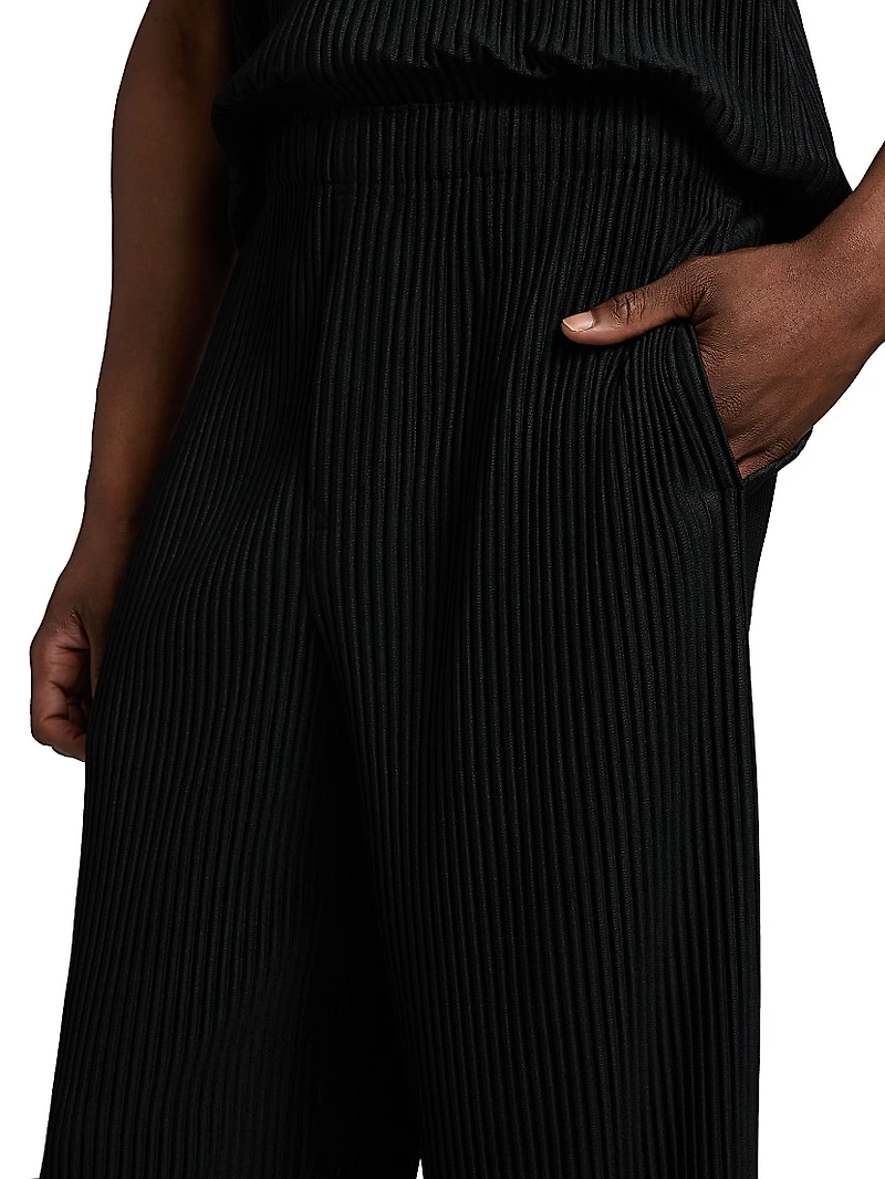 August Knit Pleated Tapered-Leg Pants