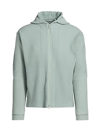 Monthly Colors: July Pleated Two-Way Zip Hoodie