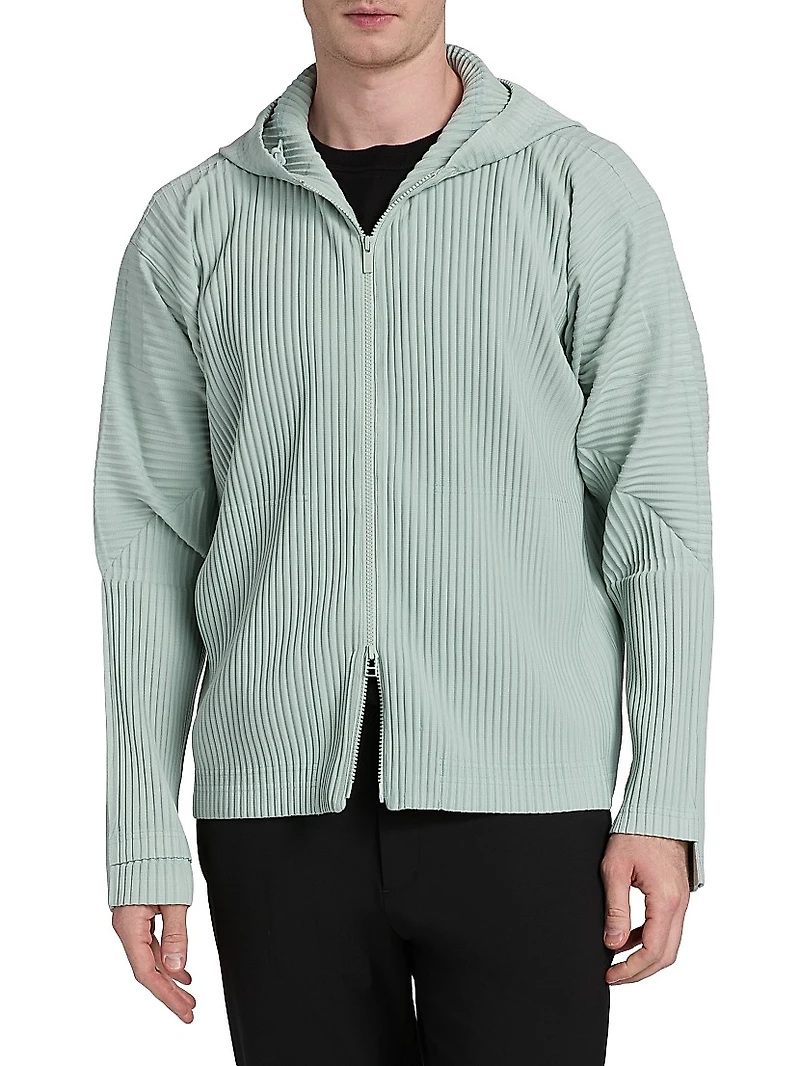 Monthly Colors: July Pleated Two-Way Zip Hoodie