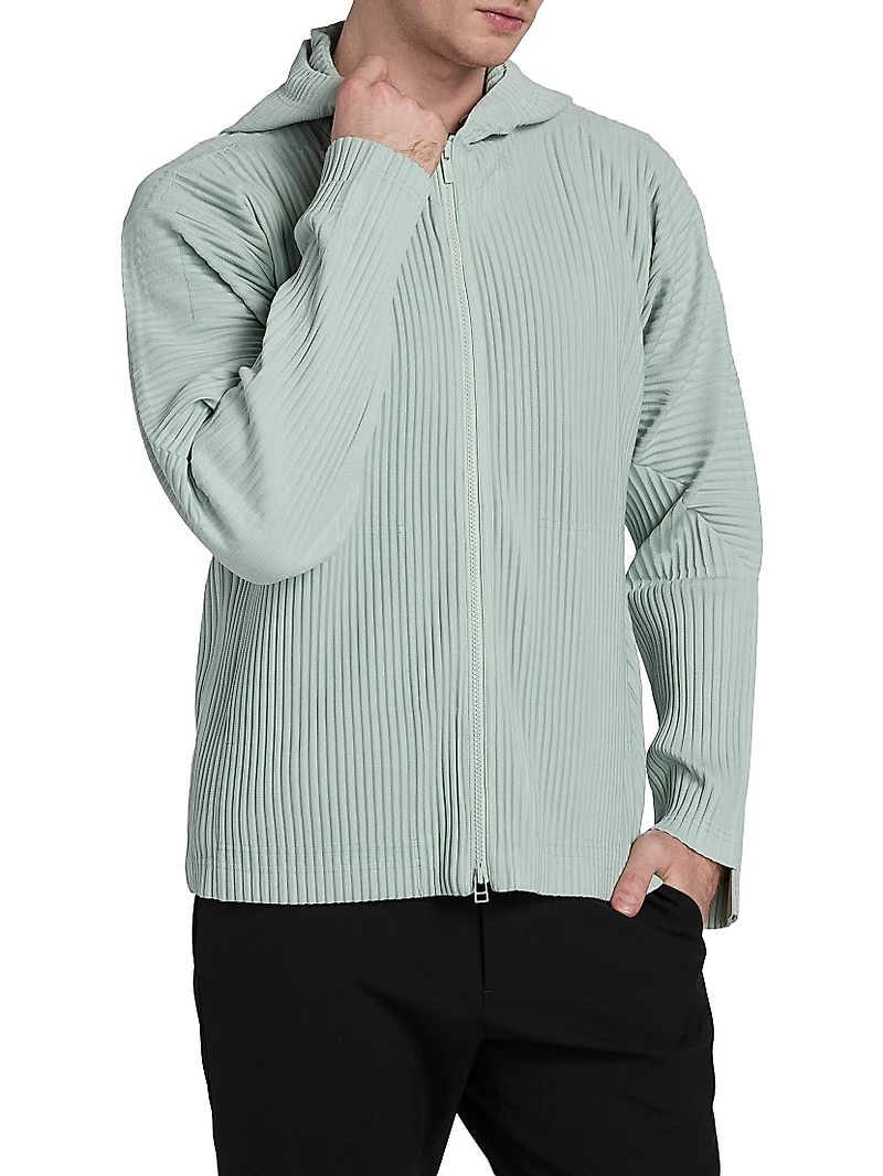 Monthly Colors: July Pleated Two-Way Zip Hoodie