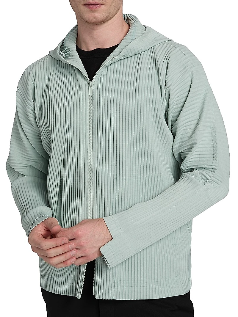 Monthly Colors: July Pleated Two-Way Zip Hoodie