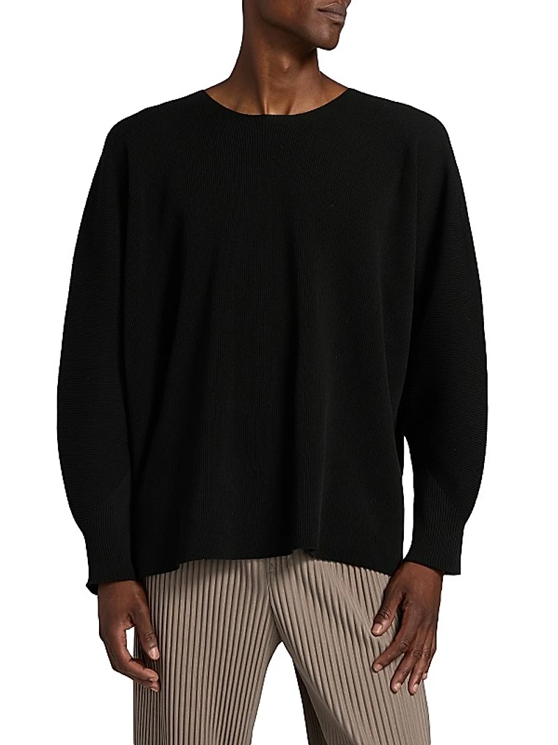 August Rib-Knit Crewneck Sweater