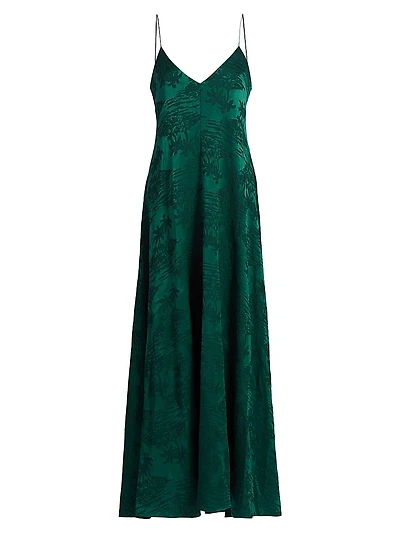 Levine Jacquard V-Neck Maxi Dress
