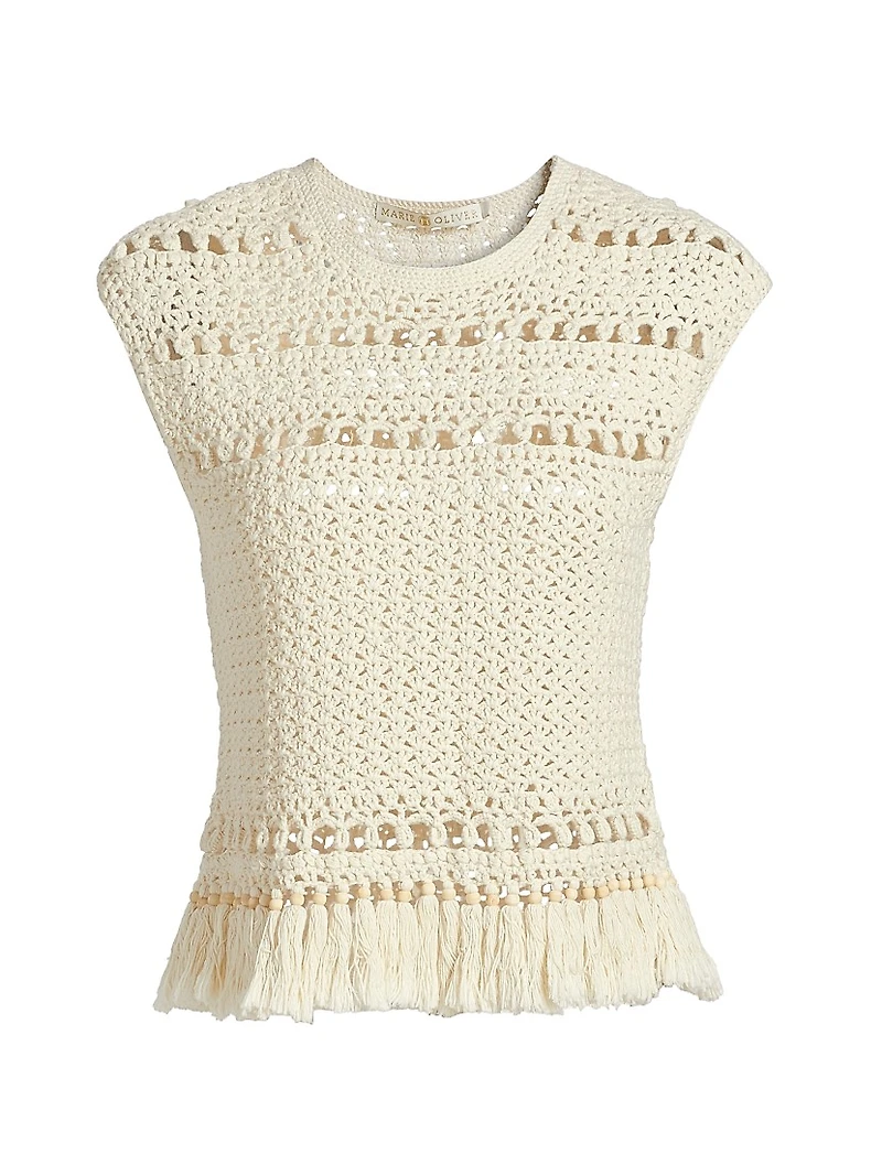 Mira Cotton Crochet Fringe Top