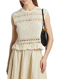 Mira Cotton Crochet Fringe Top